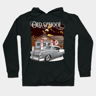 1955 Silver Gray Chevy Bel Air Old School Hoodie